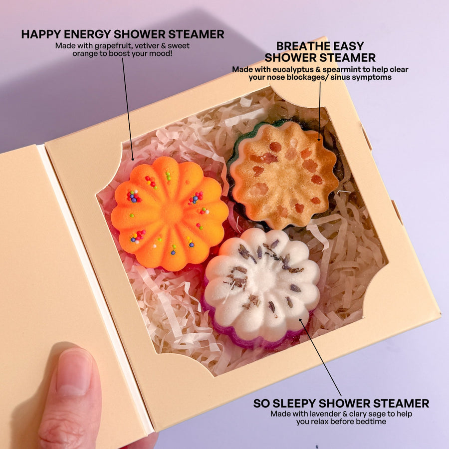 Sleep, Breathe, and Smile Shower Steamer Set