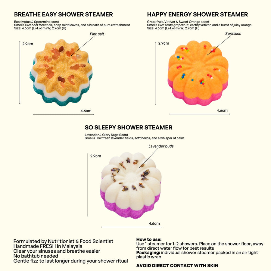 Sleep, Breathe, and Smile Shower Steamer Set